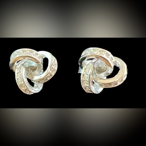 Sterling Silver CZ Love Knot Post Earrings - Picture 6 of 8